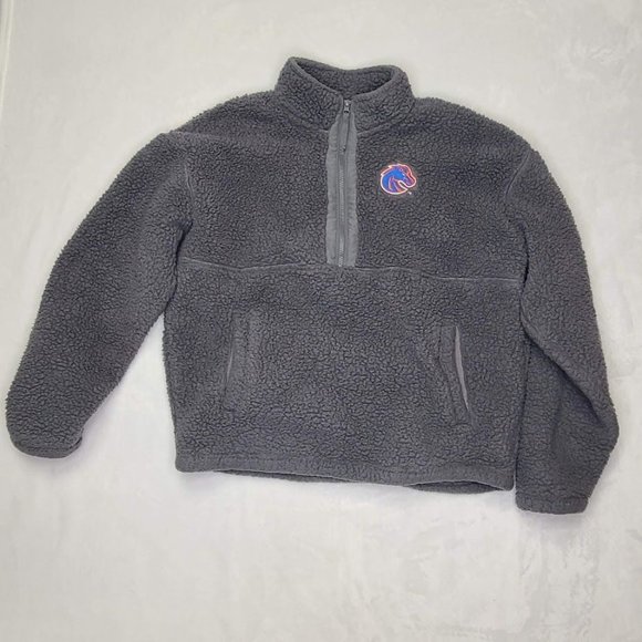 Boise State Broncos Gray Sherpa Half-Zip Pullover Jacket XL Captivating BSU - Picture 10 of 10
